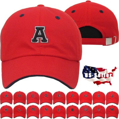 ABC Letter Embroidery INITIAL Red Dad Hat Baseball Cap Adjustable  eb-96214320